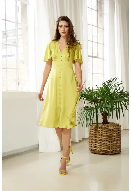 Рокля с висока талия - Жълт