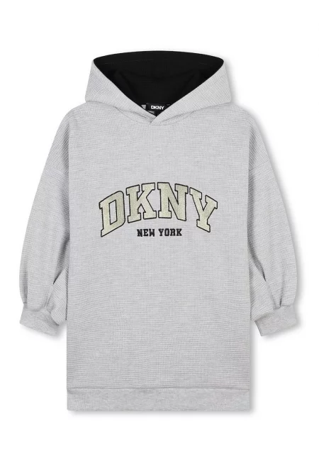 Рокля тип худи с лого - Светлосив меланж