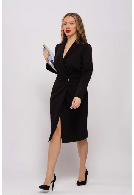 Рокля тип сако с джобове - Черен