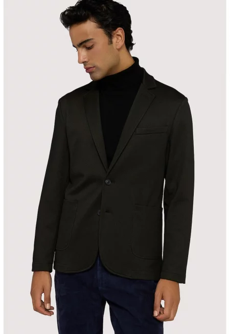 Сако с раздвоен ревер и джобове - Тъмно каки