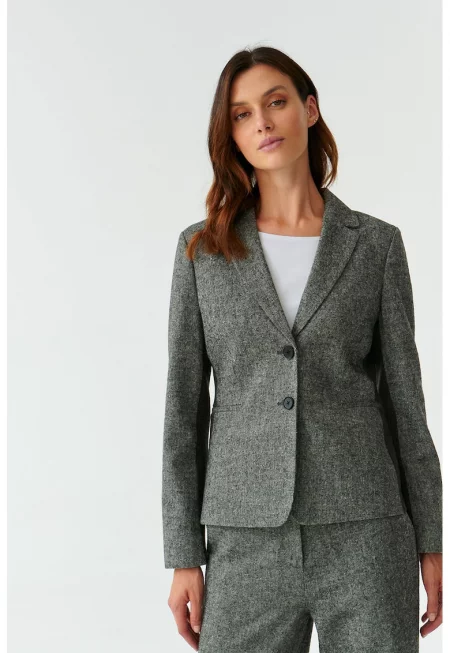 Сако с вълна и контрастен гръб - Бял/Черен