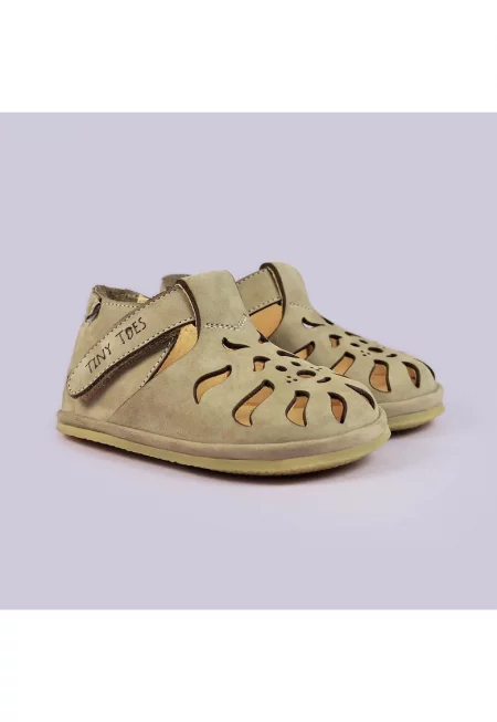 Сандали Barefoot от естествена кожа - Tally - Бежов - Бежов