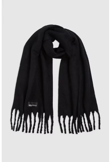 Шал с ресни - Черен
