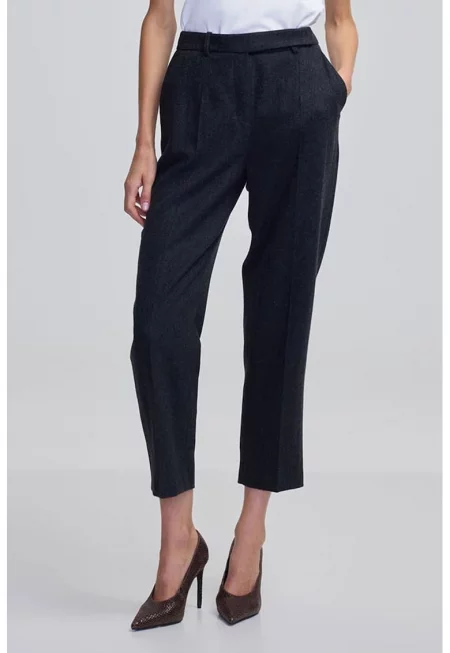 Скосен панталон над глезена - Меланж тъмно сиво