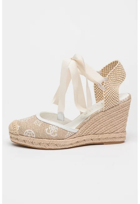 Скосени еспадрили с монограми - Бял/Слонова кост/Бежов