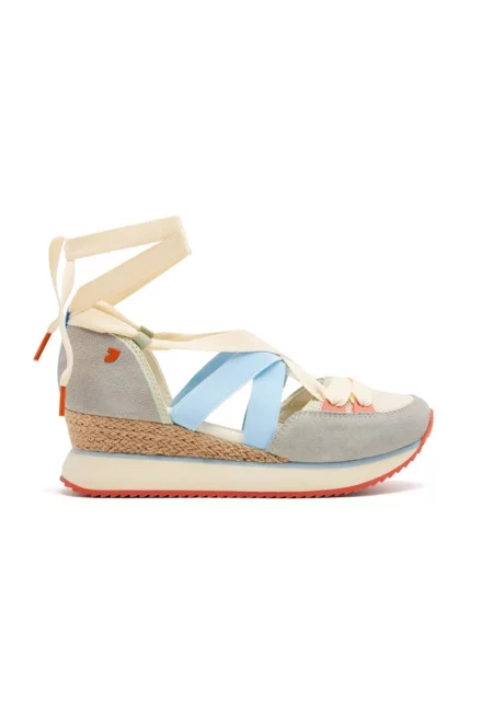 Скосени обувки с велур - Червен/Син