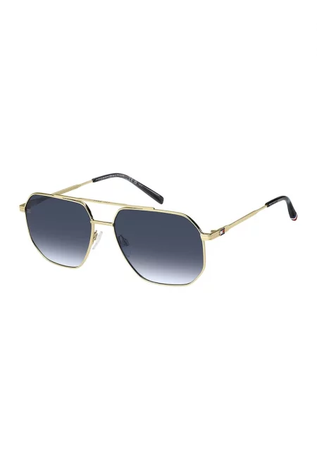 Слънчеви очила Aviator с метална рамка - Златист/Прашно синьо