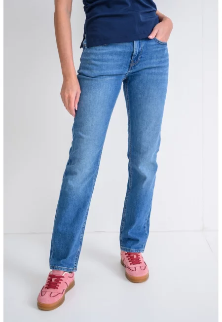 Слим дънки със средновисока талия - Светлосин