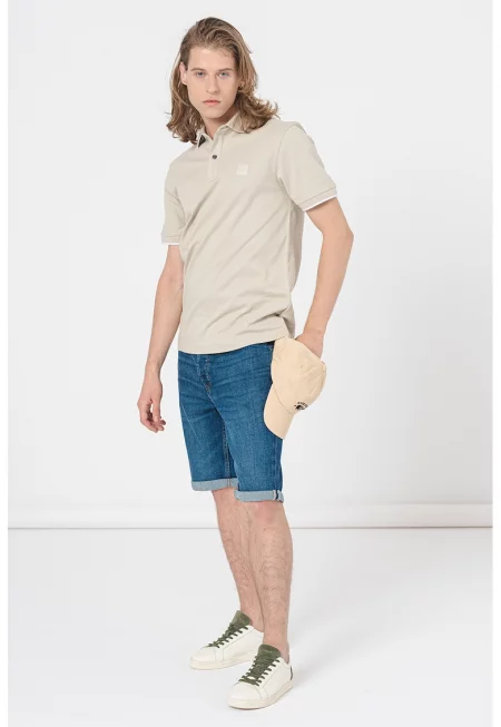 Слим тениска Passertip с яка - Мръснобял