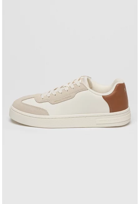 Спортни обувки от еко кожа - Слонова кост/Кафяв