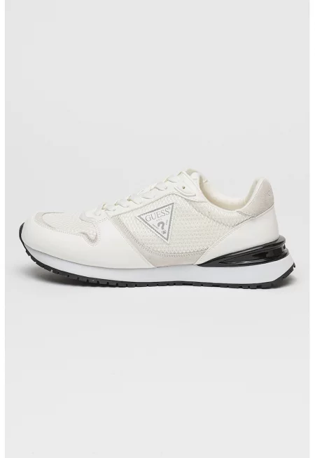 Спортни обувки от синтетика и мрежеста материя с лого - Слонова кост/Черен/Сив