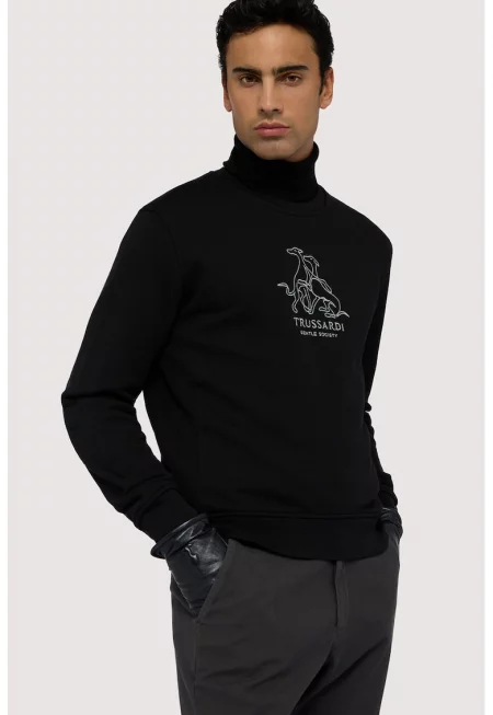 Суитшърт с бродирано лого - Бял/Черен