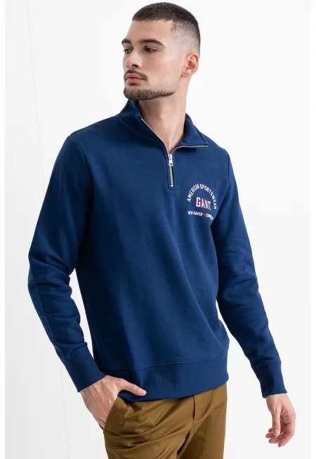 Суитшърт с къс цип - Син