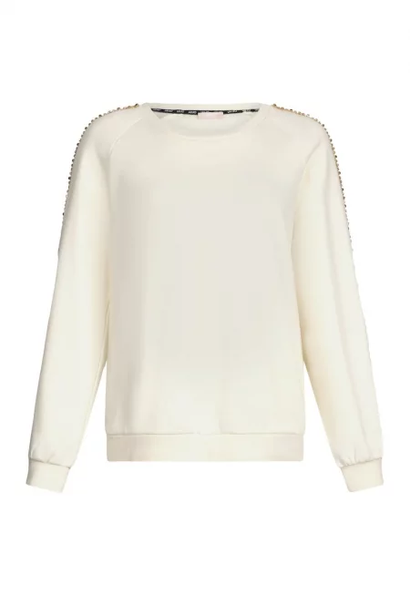 Суитшърт с овално деколте и декоративни камъни