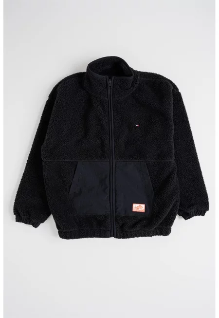 Суитшърт с цип и джобове - Черен