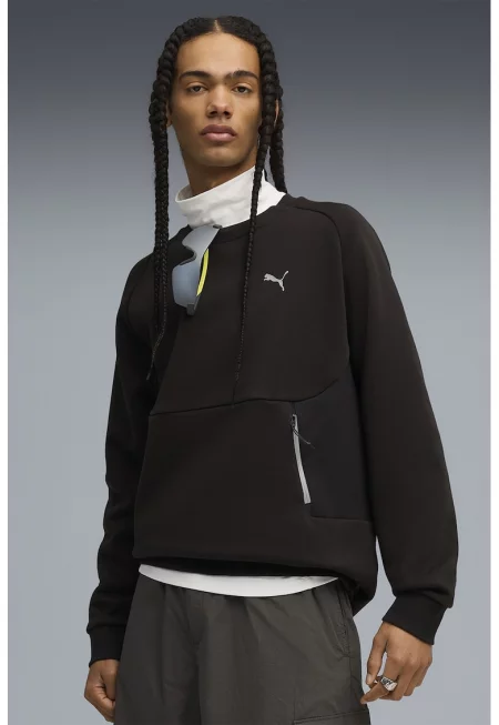 Свободен суитшърт с къс цип - Избеляло черно