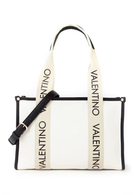 Текстилна шопинг чанта Candle с лога на дръжките - Черен/Крем