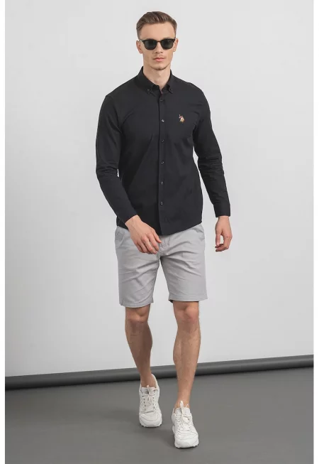 U.S. Polo Assn - Памучна риза с яка с копчета