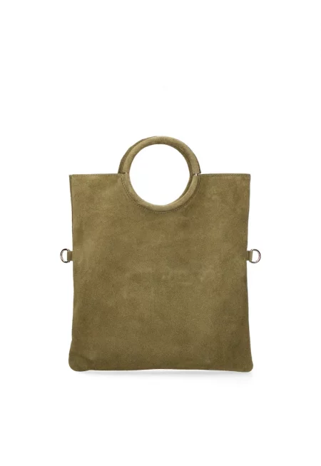 Велурена чанта Zelia с отделящ се вътрешен несесер - Тъмнозелен