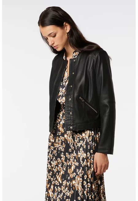 Яке от еко кожа - Черен