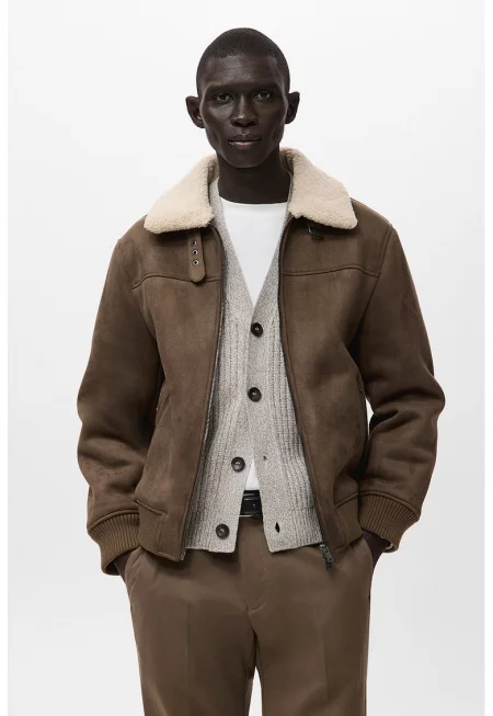 Яке от велур с еко вълна и джобове с цип - Карамел