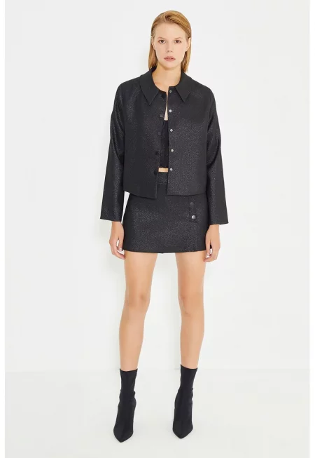 Яке с бляскави елементи - Антрацитно сиво