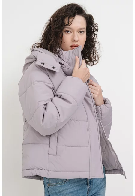 Зимно яке с качулка - Бледа лила