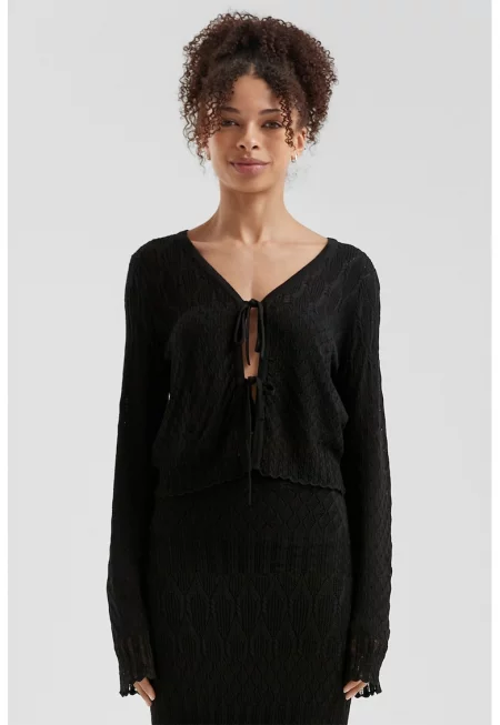 Ажурена жилетка с връзка отпред