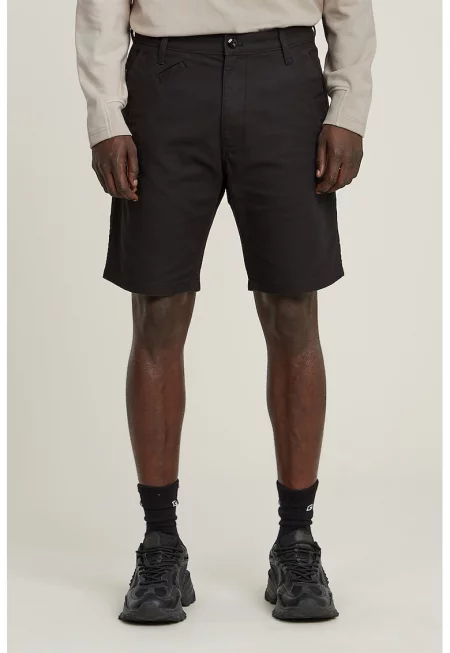 Бермуди с памук и средновисока талия - Черен