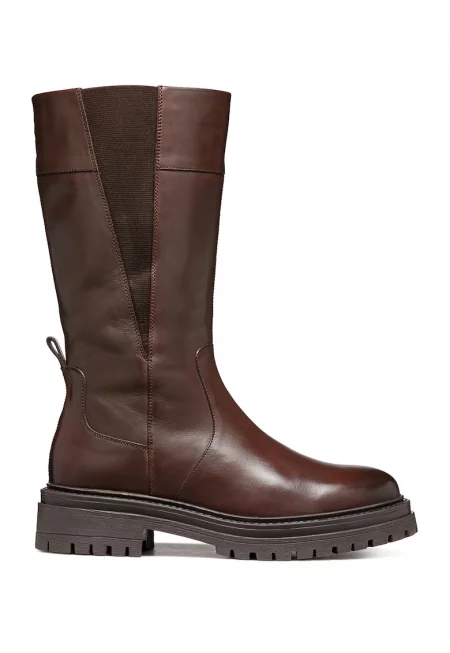 Ботуши с цип и еластични зони - Тъмнокафяв