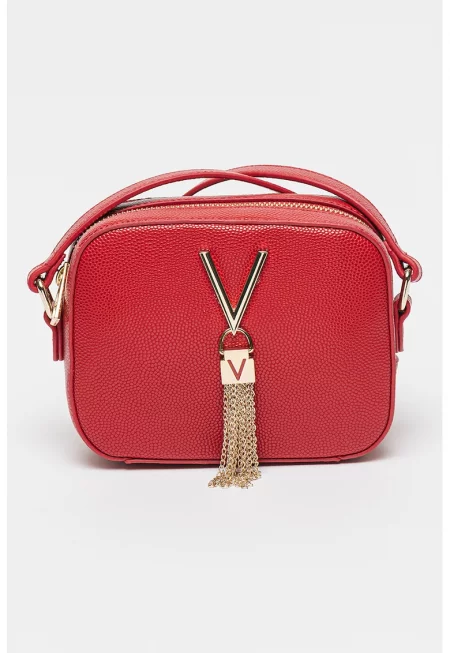 Чанта през рамо Divina от еко кожа - Аленочервен