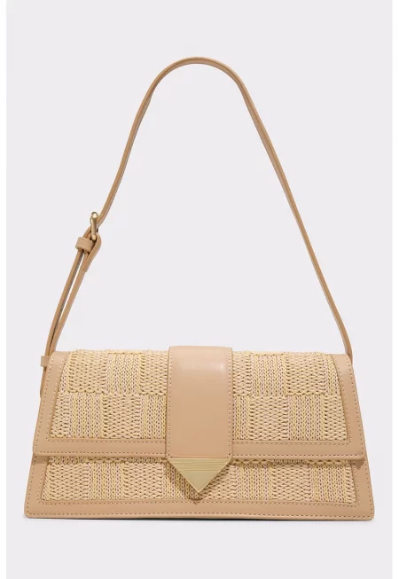 Чанта за рамо Zenithbagот еко кожа и текстил - Светло бежово