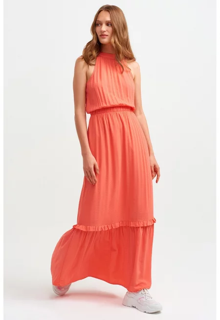 Дълга халтер рокля - Корал