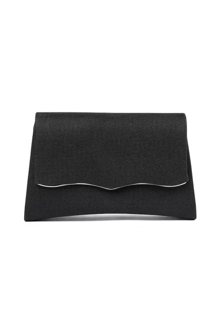 Дамска чанта  малка черна с верижка - елегантен дизайн - полиестерен материал