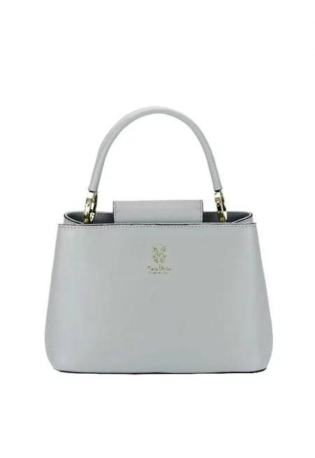 Дамска чанта от естествена кожа 8950 119 Светлосив - Светло сив