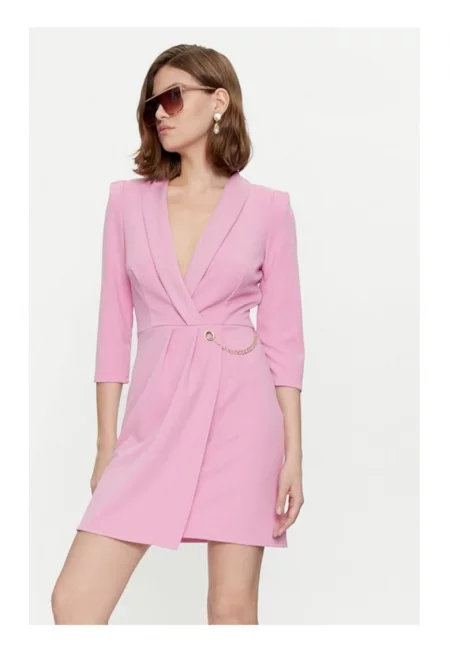 Дамска рокля -  29247 - Розова - Полиестер
