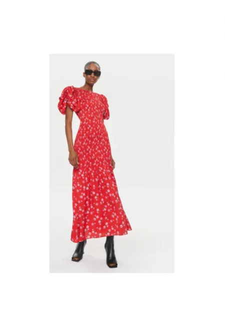 Дамска рокля -  304120121 - Вискоза - Черен - Червен