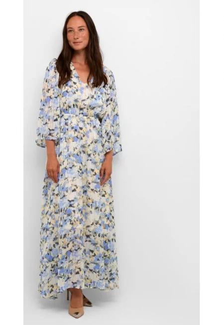 Дамска рокля - кафе - Многоцветна - Полиестер