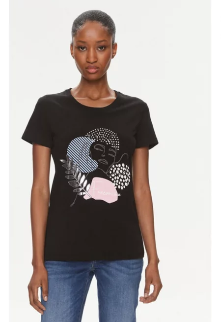 Дамска тениска -  303688677 - Памук - Черен - Черен