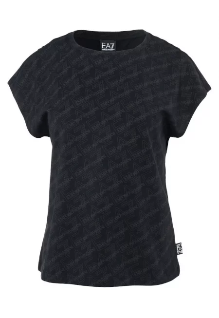 Дамска тениска  W TEE SS ALLOVER - Памук - Черна -