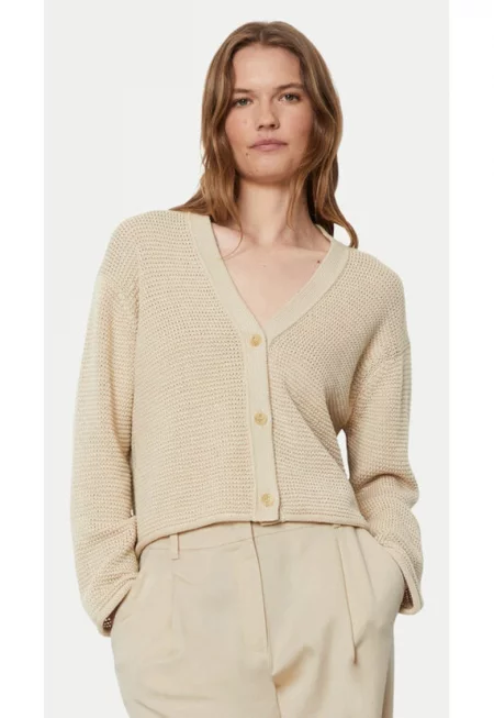 Дамски кардиган - Marc O'Polo - 304373909 - Органичен памук - Бежов - Бежов