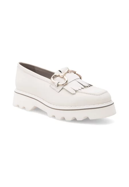 Дамски мокасини -  463351 - Естествена кожа - Бял