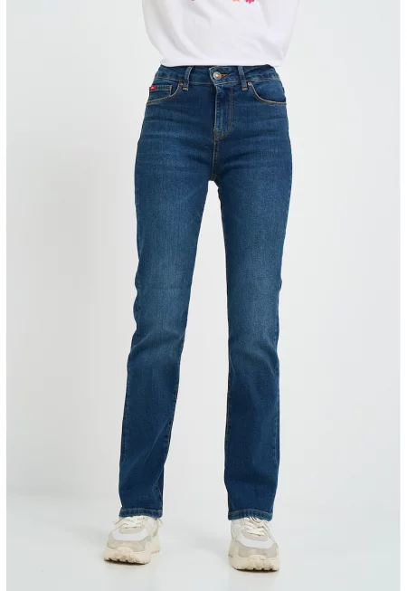 Дънки с памук с широк крачол - Тъмносин