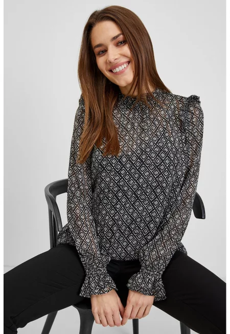 Десенирана блуза с набирания