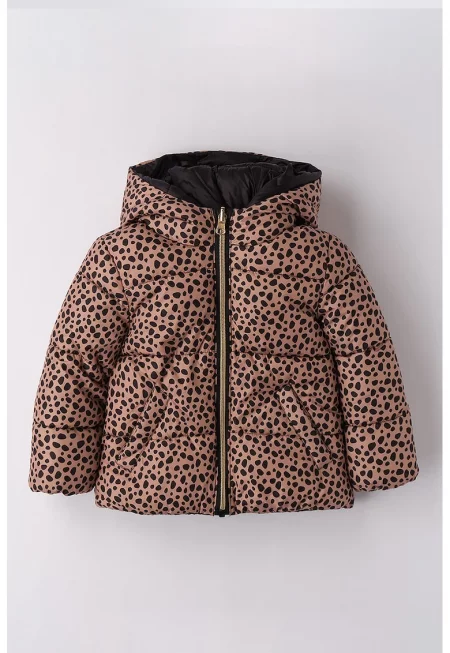 Двулицево зимно яке с качулка - Черен/Кафяв