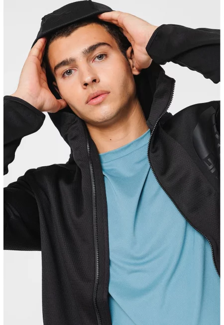 Худи Merak за хайкинг с цип - Черен меланж