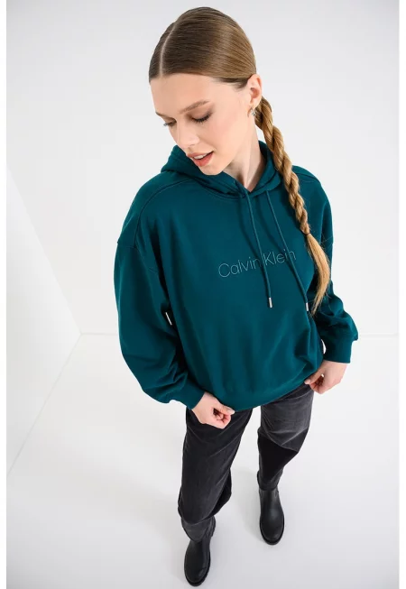 Худи с бродирано лого - Тъмнозелен