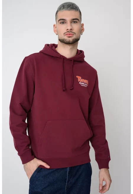 Худи с лого и джоб кенгуру - Бордо