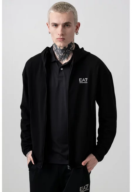 Худи с модал и паднали ръкави - Черен/Бял