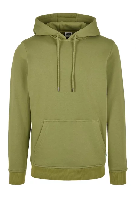 Худи Sean от органичен памук с джоб кенгуру - Маслинено зелено